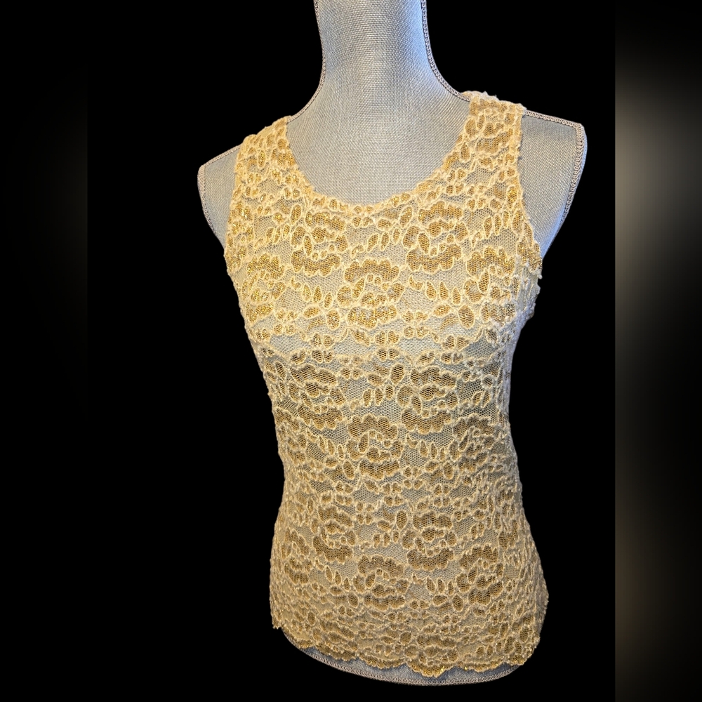Vintage Lew Magram Gold Metallic Tank Top US Womens Size 6 see description